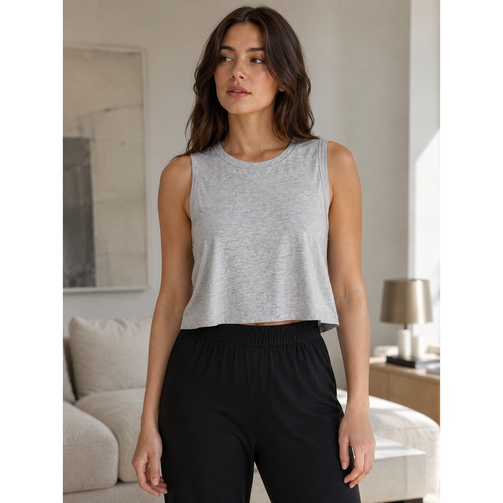 Skims Women Heather Gray Modal Blend Crop Tank Top Muscle Tee Size Medium